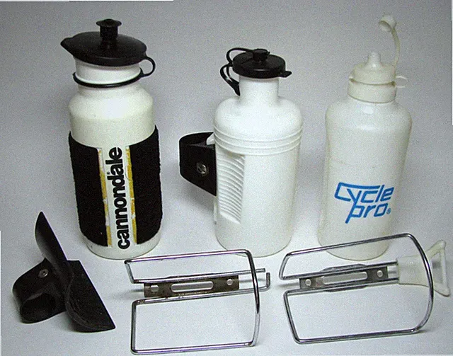 1980-1990s Cannondale Cycle Pro Bicycle Water Bottles Lot w/ Holders Accessories