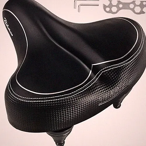 BIKEROO WIDE CRUISER SADDLE COMFORT SEAT FITS INDOOR OUTDOOR BICYCLES - BLACK