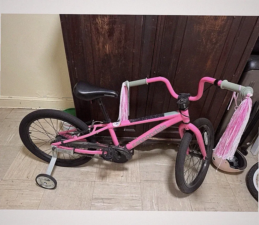 Cannondale Kids 20” Bike, Pink/Black, Training Wheels, BMX Bar, Caliper Brakes