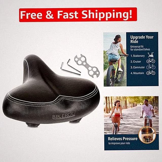 Elastomer & Steel Spring Comfort Saddle - Perfect for Cruiser & Mountain Bikes