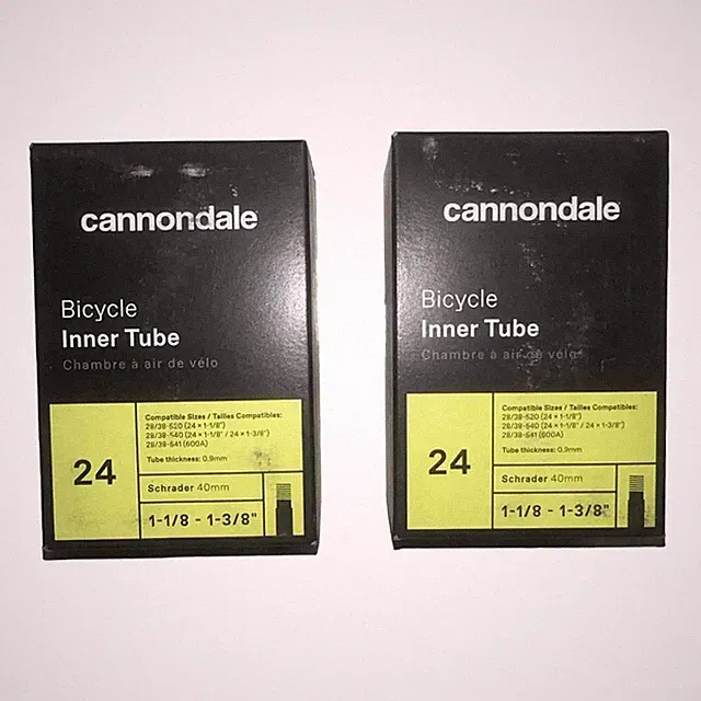 Pair 2 Cannondale 24” x 1 1/8 - 1 3/8th Bicycle Tubes 40 mm Schrader Valve Inner