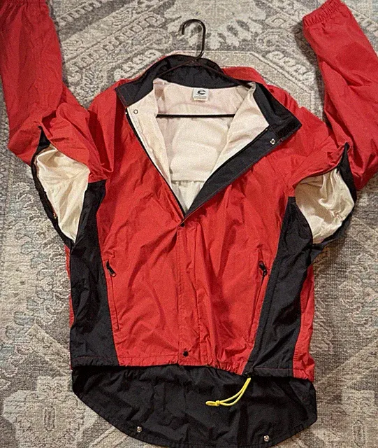 VTG Cannondale Cycling Jacket Mens L Red Black Bike Windbreaker Full Zip Bicycle