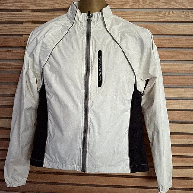 Women’s Cannondale White Size M Bicycle Running Zip Up Jacket Windbreaker C-109